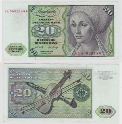 T144629 Banknote 20 DM Deutsche Mark Ro. 271b Schein 2. Jan. 1970 KN GE 5092645 G