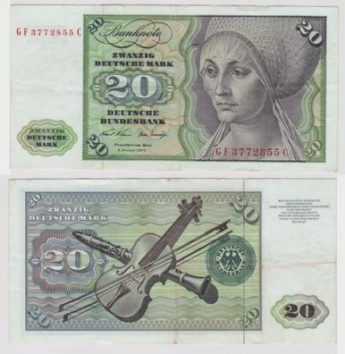 T144592 Banknote 20 DM Deutsche Mark Ro. 271b Schein 2. Jan. 1970 KN GF 3772855 C