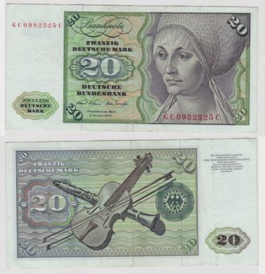 T144638 Banknote 20 DM Deutsche Mark Ro. 271a Schein 2. Jan. 1970 KN GC 0982325 C