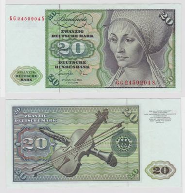 T144706 Banknote 20 DM Deutsche Mark Ro. 276a Schein 1. Juni 1977 KN GG 2459204 S