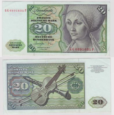 T144710 Banknote 20 DM Deutsche Mark Ro. 276a Schein 1. Juni 1977 KN GG 0891631 P