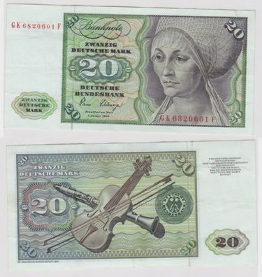 T144687 Banknote 20 DM Deutsche Mark Ro. 287a Schein 2. Jan. 1980 KN GK 6820601 F