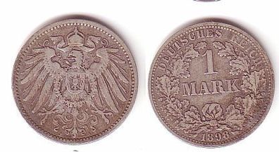 1 Mark Silber Münze Deutschland Kaiserreich 1898 A (109470)