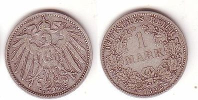 1 Mark Silber Münze Deutschland Kaiserreich 1892 D (109523)