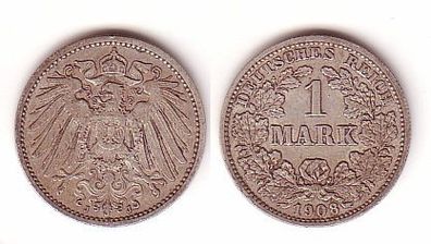 1 Mark Silber Münze Deutschland Kaiserreich 1908 J (109476)