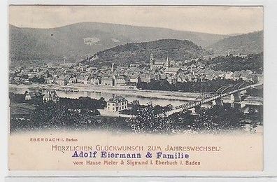 64134 Ak Ebersbach i. Baden Glückwunsch zum Jahreswechsel Meier & Sigmund 1902