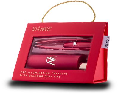 La Tweez Pinzette mit Licht rot mit Hülle und Geschenkbox