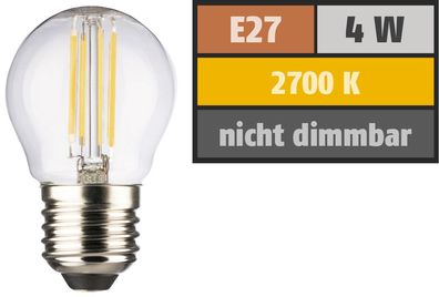 LED Filament Tropfenlampe, E27, 4W, 470lm, 2700K, warmweiß