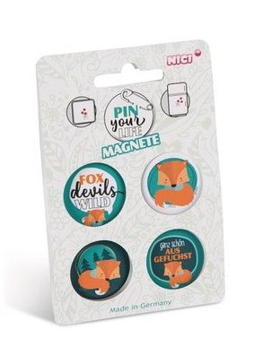 NICI Pin your Life 4er Set Magnete Motiv "Ausgefuchst" Neuware