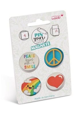 NICI Pin your Life 4er Set Magnete Motiv "Peace" Neuware