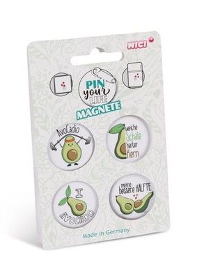 NICI Pin your Life 4er Set Magnete Motiv "Love Avocado" Neuware