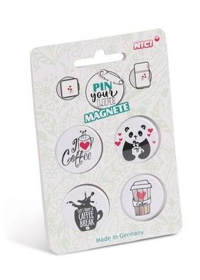 NICI Pin your Life 4er Set Magnete Motiv "Kaffeeliebhaber" Neuware