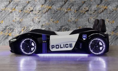 Polizei Autobett Marshall mit Frontbeleuchtung und Sound in Schwarz NEU Polizei