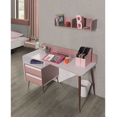 Jugendzimmer Schreibtisch mit Aufsatz Mascha in Rose Weiß Kinderzimmer NEU edel