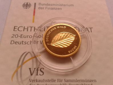 Original 20 euro 2011 A (Berlin) Gold BRD Deutschland Serie deutscher Wald Buche
