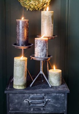 Kerzenständer Antik Schwarz Industrial Style Stumpenkerzen Größe S Höhe 21 cm