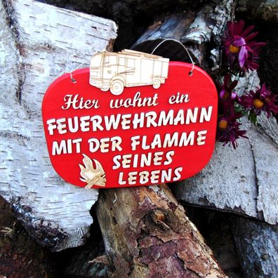 Holzscheibe Türschild für Feuerwehrmann Geschenk aus Holz Sprüche Männer