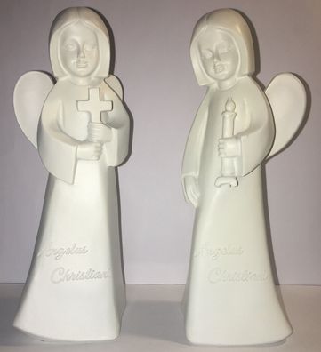 2 weiße Deko-Engel "Angelus Christiani" 18 cm