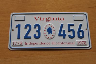 U.S. Nummernschild; Blechschild, Miniatur-Nummernschild: Virginia
