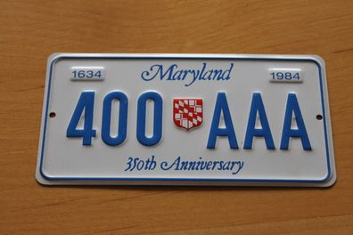 U.S. Nummernschild; Blechschild, Miniatur-Nummernschild: Maryland