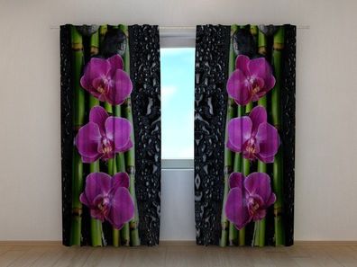 Fotogardine luxuriöse Orchidee, Fotovorhang mit Motiv, Fotodruck, Gardine auf Maß