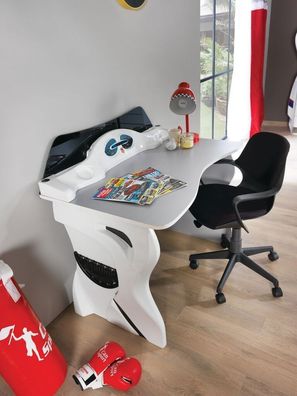 Kinderzimmer Schreibtisch Sam/ James in Weiß/ Rot NEU edel