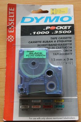 DYMO - Pocket 11000, .3500; 12 mm x 3 Meter; Black / Fluo Green