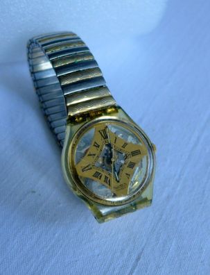 alte Armbanduhr Swatch Swiss goldfarbig Quarz Armband uhr