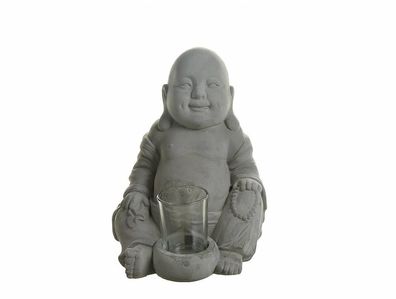 Buddha mit Teelichthalter Zement ca. H22cm Figur Dekoration Skulptur Dekofigur