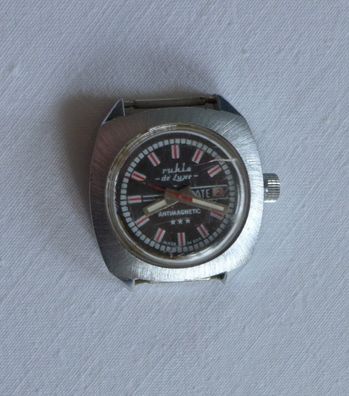Armbanduhr Ruhla de luxe mit Datum Armband uhr Chrom silberfarben