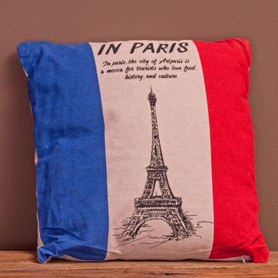 Leinen Kissen Zierkissen Sofakissen Wohnzimmerkissen Eiffelturm PARIS 40x40cm