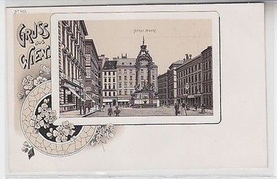 63422 Ak Lithographie Gruss aus Wien hoher Markt um 1900