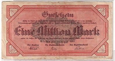 1 Million Mark Banknote Stadt Werdau 25. August 1923