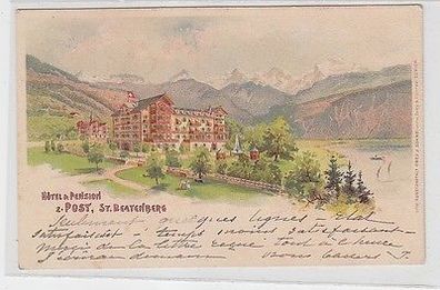 46040 Ak Lithographie Hotel und Pension zur Post St. Beatenberg 1903