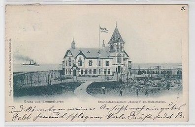 14166 Ak Gruß aus Bremerhaven Strandetablissement "Seelust" 1902