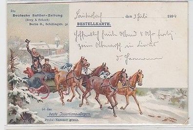 64131 Reklame Ak "Die Deutsche Sattler Zeitung" Berlin um 1895