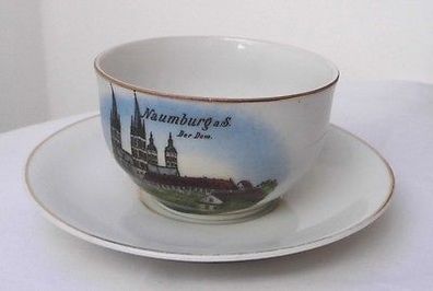 schöne Porzellan Sammeltasse Souvenir Naumburg a. Saale um 1930 handcoloriert