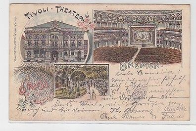 63671 Ak Lithographie Gruß aus Bremen Tivoli Theater 1897