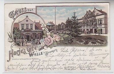 63659 Ak Lithographie Gruß aus Harjes Café Walle bei Bremen 1896