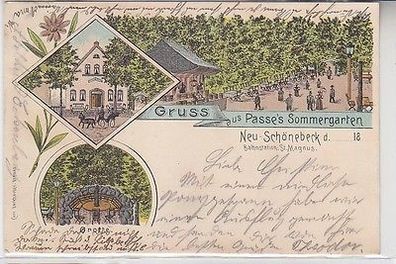 64231 Ak Lithographie Gruß aus Passes Sommergarten Neu Schönebeck b. Bremen 1898