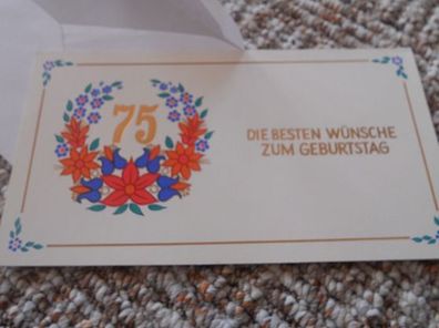 Geburtstagskarte zum 75. aus DDR Zeiten