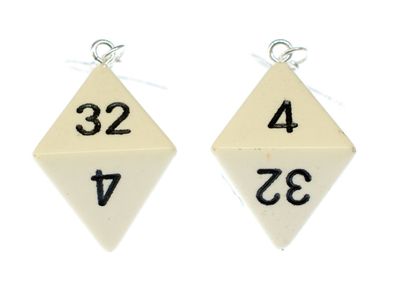 8 seitige Würfel Ohrringe Ohrhänger Spielwürfel Backgammon Spiel Oktaeder weiß