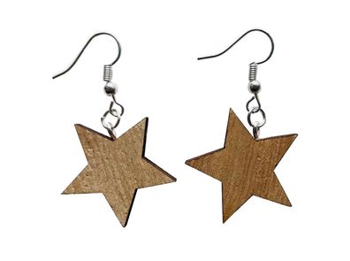 Stern Ohrringe Miniblings Weihnachten Sterne Xmas Sterne Holz Natur Ganz