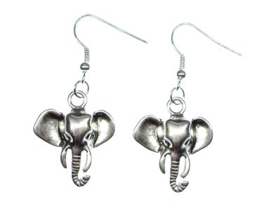 Elefanten Kopf Ohrringe Ohrhänger Elefant Elefantenkopf Zootier Kinder