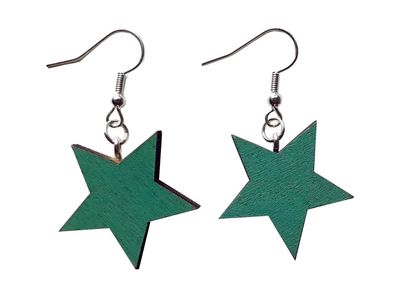 Stern Ohrringe Miniblings Weihnachten Sterne Xmas Sterne Holz Türkis Ganz