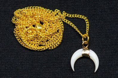 Halbmond Muschel Kette Miniblings Mond Mondsichel Halskette gold vergoldet 60cm