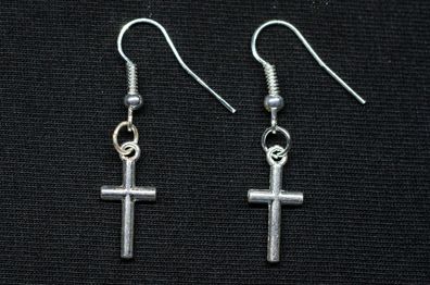 Kreuz Ohrringe Miniblings Ohrhänger Kreuze Jesus Gothic Punk Kreuzohrringe silber