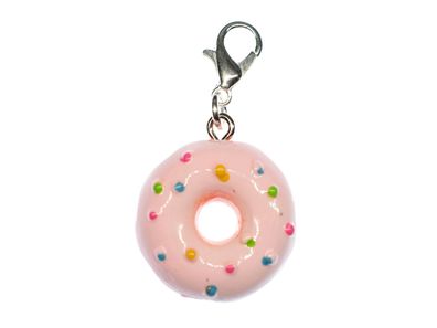 Donut Perlen Charm Zipper Pull Anhänger Bettelanhänger Streusel USA 23mm rosa