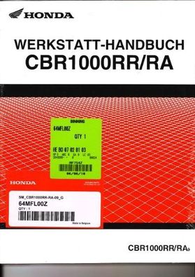 CBR 1000 RR CBR1000 l Serviceheft Erweiterungheft Werkstatthandbuch Repanleitung Fire