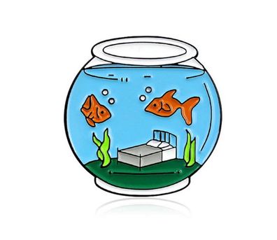 Aquarium Pin Brosche Miniblings Anstecknadel Goldfisch Goldfischglas Fisch Koi